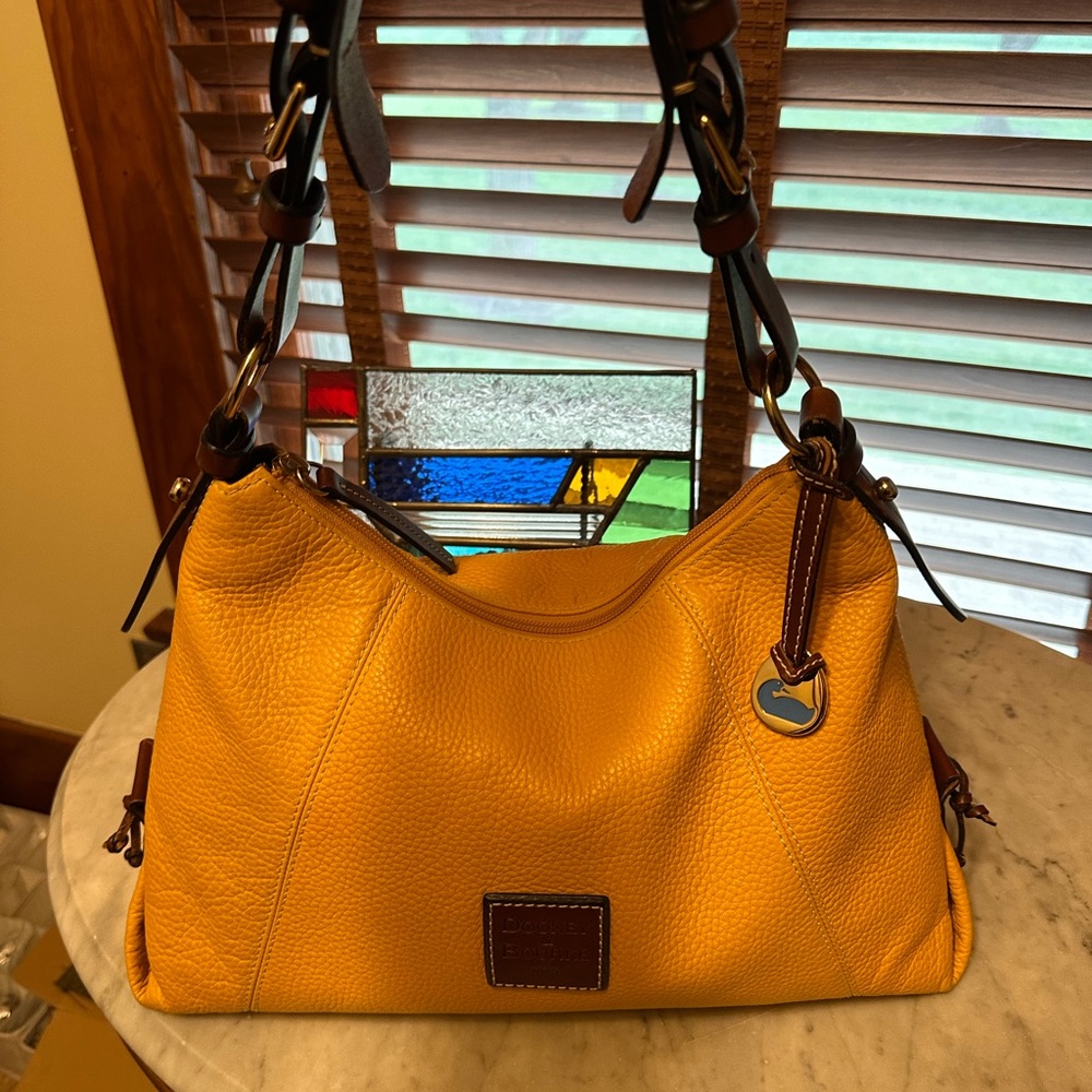 Dooney & Bourke Mustard Yellow Leather Shoulder Bag - like new!